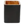 Image de Range-couverts bois de teck marron et noir 12x12x14cm