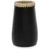 Image de Vase terre cuite et raphia noir et marron 14x14x22cm