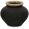 Image de Vase terre cuite et raphia noir et marron 33x33x27cm