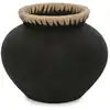 Image de Vase terre cuite et raphia noir et marron 29x29x23cm