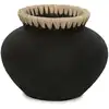 Image de Vase terre cuite et raphia noir et marron 25x25x19cm
