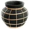 Image de Vase terre cuite et rotin noir et marron 25x25x19cm
