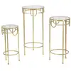 Image de Lot de 3 tables rondes en métal doré ø 33x70-28x60-23x50 cm