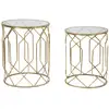 Image de Lot de 2 tables basses en métal doré avec verre ø 42x53-38x47 cm