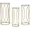 Image de Lot de 3 tables rondes en métal doré ø 32x71-28x65-23x61 cm