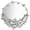 Image de Miroir mural rond papillons en métal argenté 91x3x94 cm
