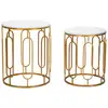 Image de Lot de 2 tables en métal doré avec plateau blanc ø 46x55-39x48 cm