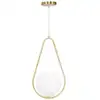 Image de Lustre en métal doré avec sphère en verre blanc 24x20x47 cm