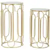 Image de Lot de 2 tables rondes en métal doré ø cm 36,5x70-31x60