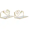 Image de Lot de 2 étagères en métal doré avec plan miroir 41,5x18x20,5 cm