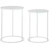 Image de Lot de 2 tables basses en métal blanc avec papillons ø 43x60-38x55 cm