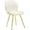 Image de Fauteuil en velours crème avec pieds dorés 46x58x77 cm