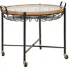 Image de Table basse en fer, bois et verre noir et marron 70,5x65x57 cm