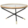 Image de Table basse en fer, bois et verre noir et brun ø 80x46,5 cm