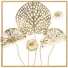 Image de Panneau décoratif 3d fleurs et feuilles en métal doré 50x5x50 cm