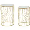 Image de Lot de 2 tables basses en métal et miroir dorés ø 38x55-33x50 cm