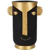 Image de Vase en résine noire et tête tribale dorée 30x23,5x40 cm