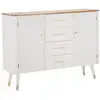 Image de Meuble en bois blanc et marron avec portes et tiroirs 117x37x90 cm