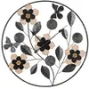 Image de Horloge murale en métal noir et bois brun ø 67x5,5 cm