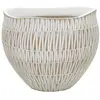 Image de Cachepot en résine blanc avec des lignes géométriques ø 26x20,5 cm