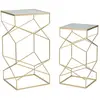 Image de Lot de 2 tables en métal doré et verre 50x50x100-40x40x80 cm