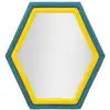Image de Miroir mural en velours bleu et jaune 75x4x80 cm