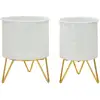 Image de Lot de 2 cache-pots en métal blanc ø 16x20-13x20 cm