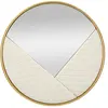Image de Miroir mural en bois et faux cuir matelassé crème ø80x3 cm