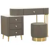 Image de Coiffeuse en PVC grise complète de pouf cm 120×40×75   pouf Ø 36×39 cm