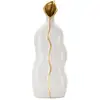 Image de Vase décoratif en céramique blanc et doré 19,5x10x50 cm