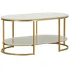 Image de Table basse en métal doré et marbre cm 90x60x45