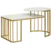 Image de Table basse en métal doré et marbre cm 90x50x50