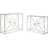 Image de Ensemble de deux consoles en métal argenté 100x30x78 cm - 90x25x72 cm