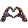 Image de Statuette en résine mains en forme de coeur multicolore, cm 25x7,5x13,5
