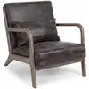 Image de Fauteuil avec accoudoirs en lin matelassé marron