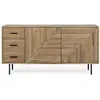 Image de Buffet en bois de manguier 2 portes 3 tiroirs pieds métal noir l160