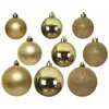 Image de Ensemble de 26 boules de Noël en plastique doré jaune, Ø 6/8/10 cm