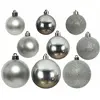Image de Ensemble de 26 boules de Noël en plastique gris argenté, Ø 6/8/10 cm