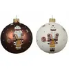 Image de Ensemble de 2 boules de Noël en verre blanc et marron, Ø 8 cm
