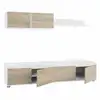 Image de Meuble TV effet bois beige, blanc 200x41 cm