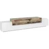 Image de Meuble TV effet bois blanc brillant, beige 240x45 cm