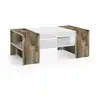 Image de Table basse effet bois blanc brillant, beige 110x60 cm