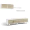 Image de Meuble tv effet bois beige, blanc 200x41 cm