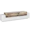 Image de Meuble tv effet bois blanc brillant, beige 200x45 cm