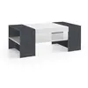 Image de Table basse effet bois blanc brillant, ardoise 110x60h40 cm