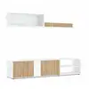 Image de Meuble tv effet bois blanc, beige 180x33 cm