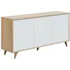 Image de Buffet effet bois beige, blanc 187x41 cm