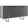 Image de Buffet effet bois beige foncè, doré 160x35h80 cm