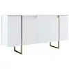 Image de Buffet effet bois blanc, or 160x35h80 cm