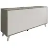 Image de Buffet effet bois gris clair, blanc 154x40h72 cm